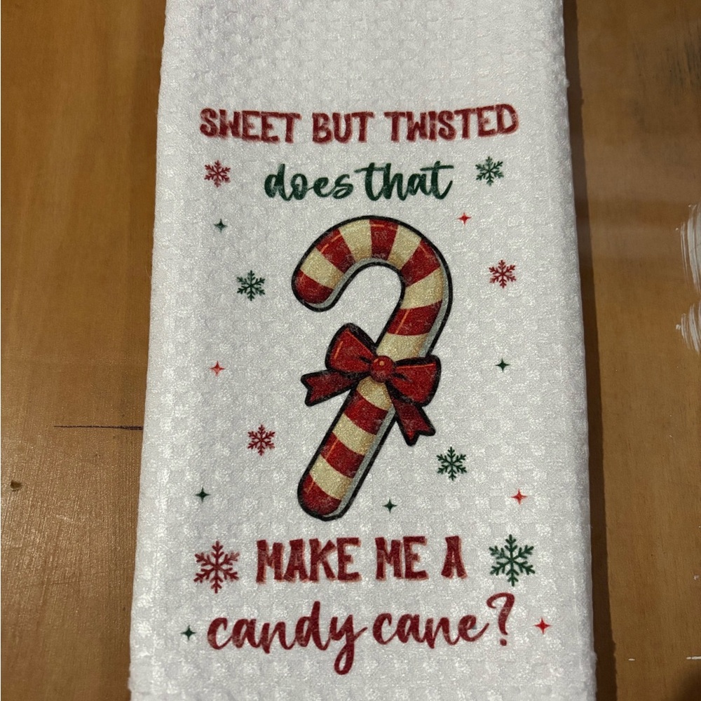 Sweet But Twisted Candy Cane Kitchen Towel